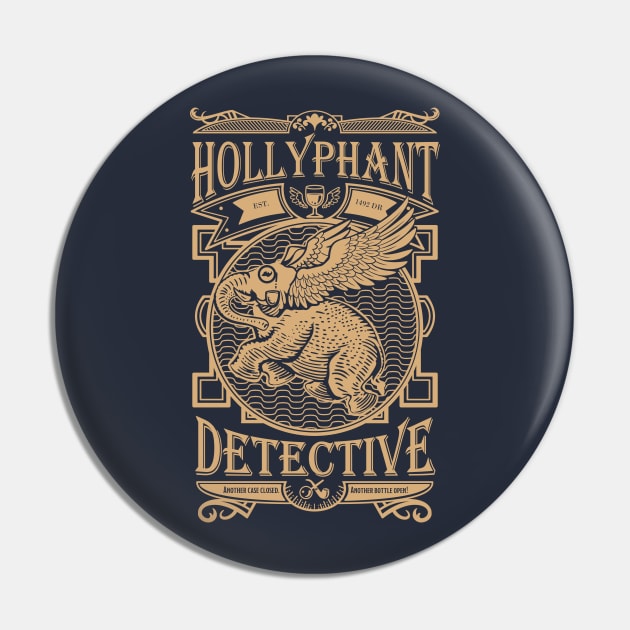 Hollyphant Detective - gold Pin by Milmino