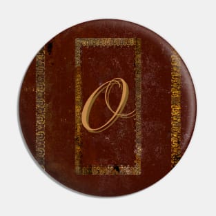 Classic Old Leather Book Cover Monogrammed Letter O Pin