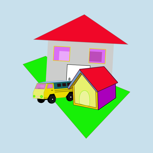 truck, dog house and flat by momomoma