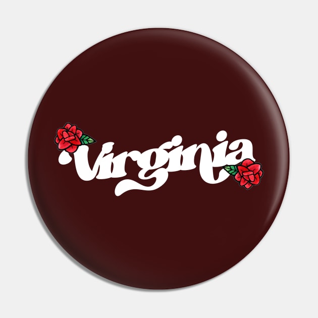 Virginia Pride Red Flowers Pin by bubbsnugg