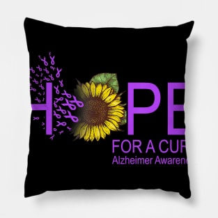 Hope For A Cure Alzheimer Awareness Sunflower Lover Gift Pillow