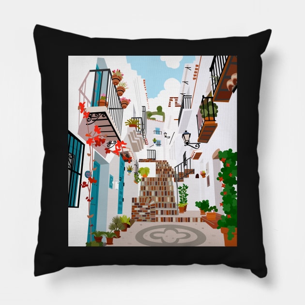 Pueblos De Malaga Frigiliana Pillow by soniapascual