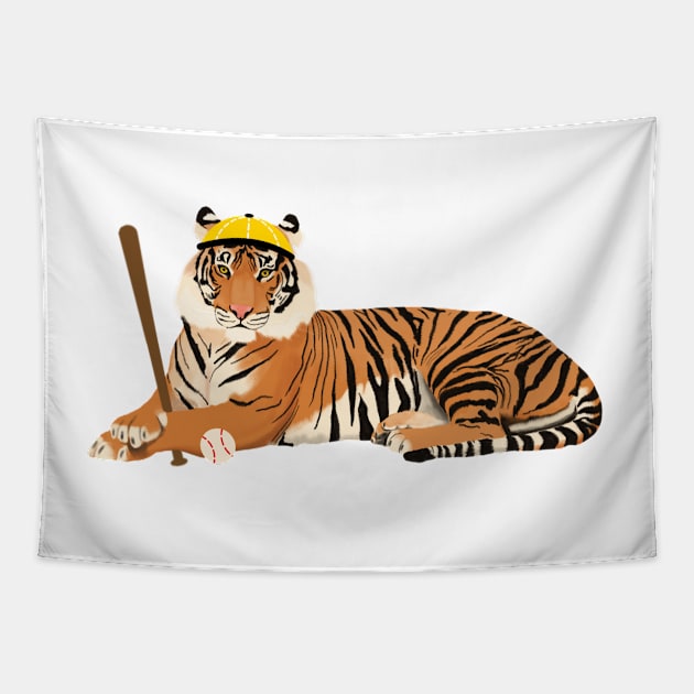 Baseball Tiger Yellow Tapestry by College Mascot Designs