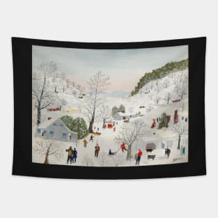 grandma moses - Catching the Thanksgiving Turkey Tapestry