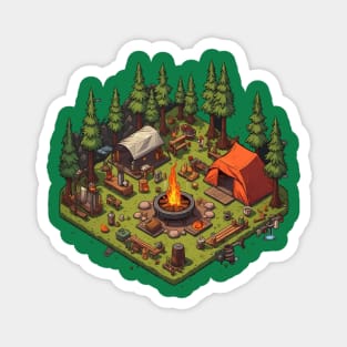 Camp Site Pixel Art Style Magnet