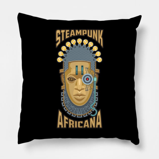 Steampunk Africana - Bronze Sculpture Anachronism 2 Pillow by Vector-Artist