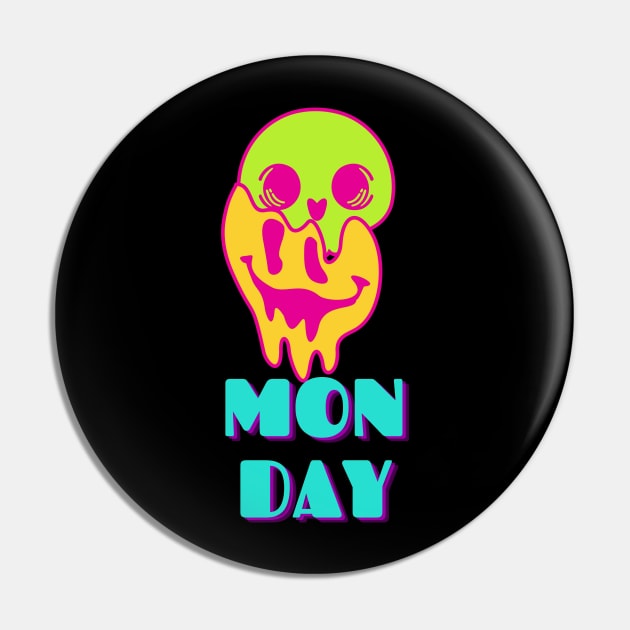 Melting Smiley Skull - MONDAY feeling Pin by FoxyChroma