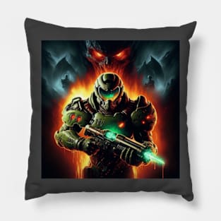 Doom guy with Green Gun Pillow