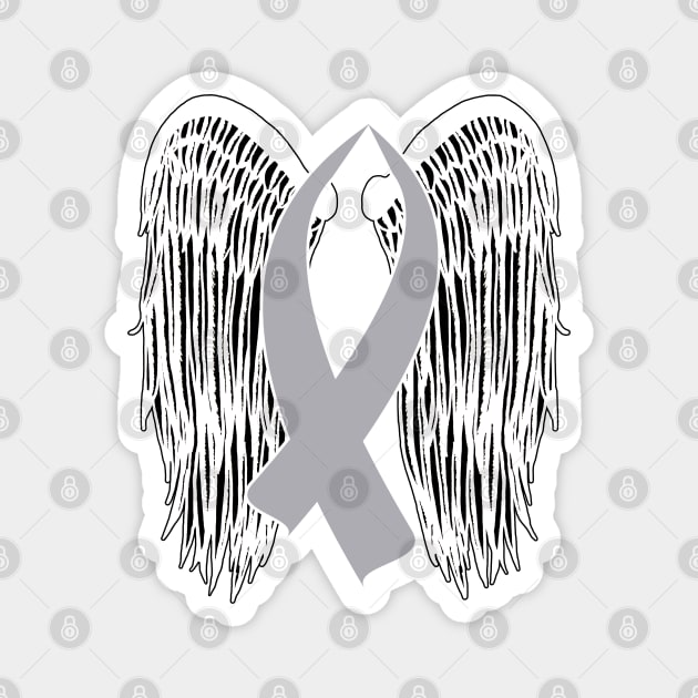 Winged Awareness Ribbon (Gray Ribbon) Magnet by BlakCircleGirl