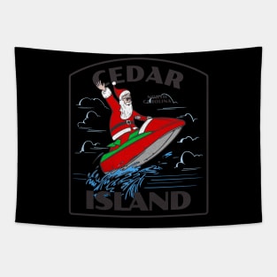 Cedar Island, NC Christmas Vacationing Waterskiing Santa Tapestry