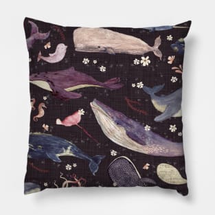 Whale song (purple) Pillow