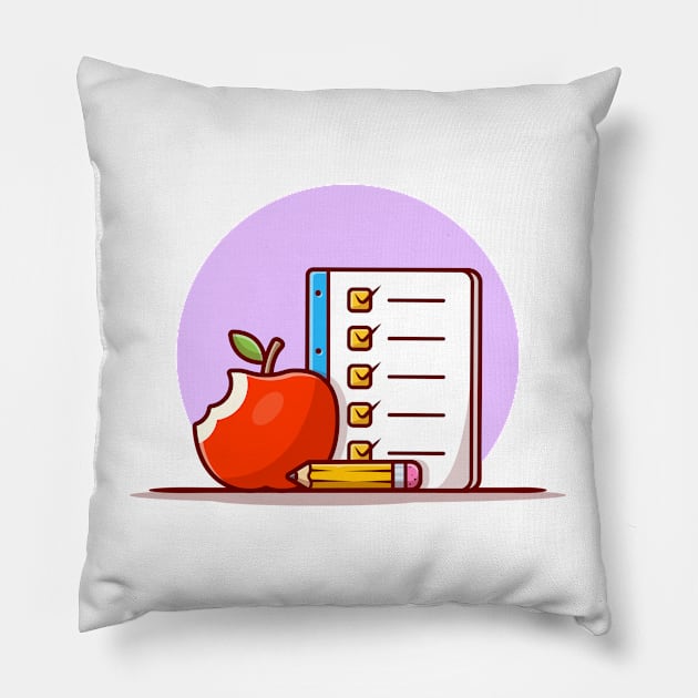 Back To School Cartoon Vector Icon Illustration (2) Pillow by Catalyst Labs