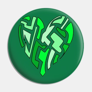 Green Fragmented Heart Pin