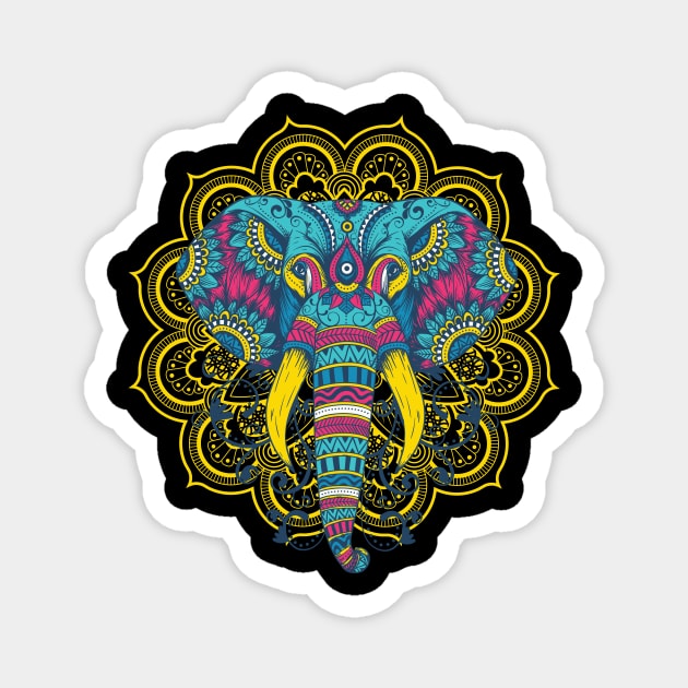 Elephant Colorful Mandala Magnet by Midoart