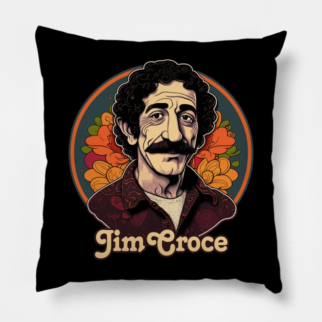 Jim Croce / Retro Fan Artwork Design Pillow by DankFutura