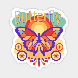 Butterfly Retro hand Drawn Magnet