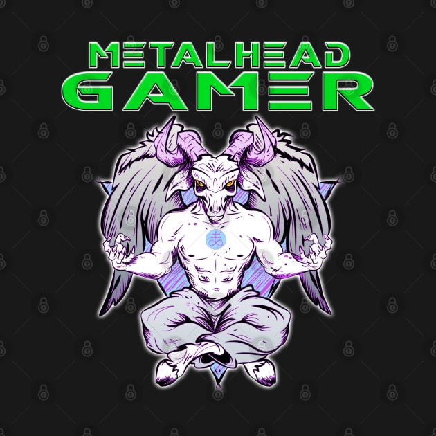 Metalhead Gamer Baphomet Meditate Green by Shawnsonart