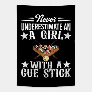 Never Underestimate A Girl With A Cue Stick Tapestry