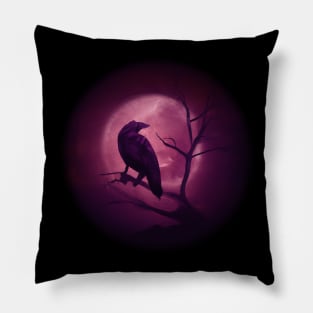 Raven and full moon Pillow