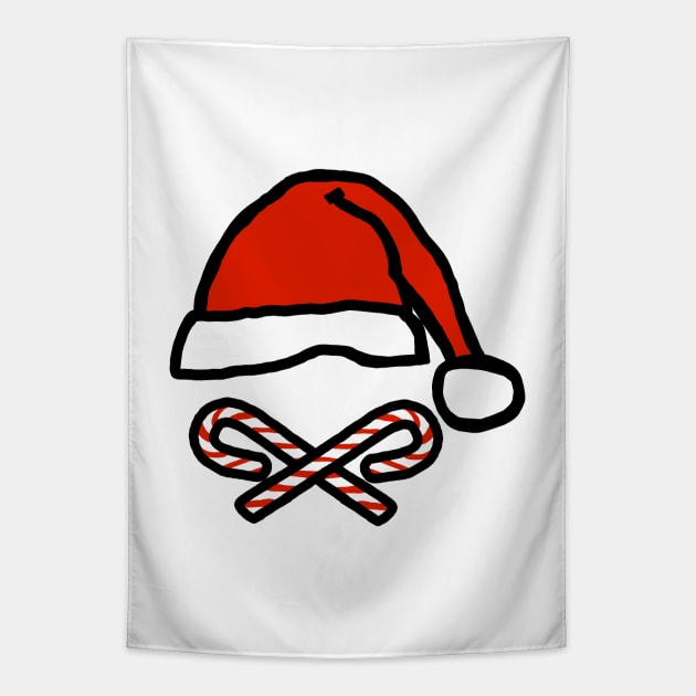 Funny Christmas Santa Hat Candy Canes Tapestry by ellenhenryart