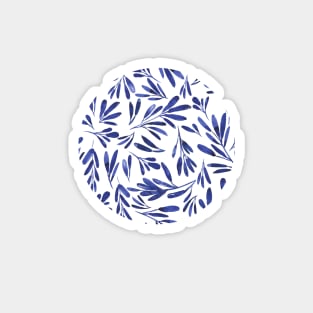 Abstract dark blue leaves, watercolor pattern illustration Magnet