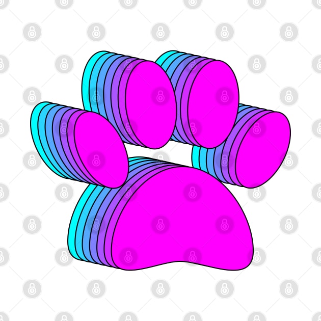 Pink Purple And Blue Dog Paws by Braznyc