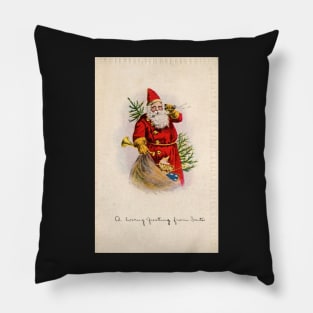 Vintage Santa Christmas Card Pillow