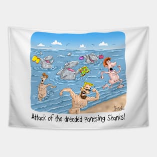 PANTSING SHARKS Tapestry