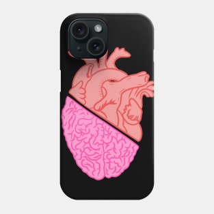Pink and red heart and brain Phone Case