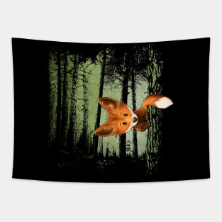 Funky Fox In Casual Twilight Forest Tapestry