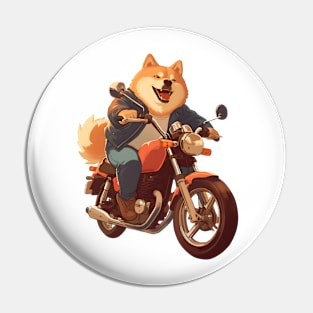 Cool dog riding motorbike Pin