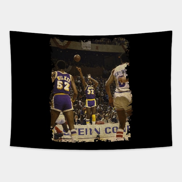 Magic Johnson - NBA Finals, 1982 Tapestry by Omeshshopart