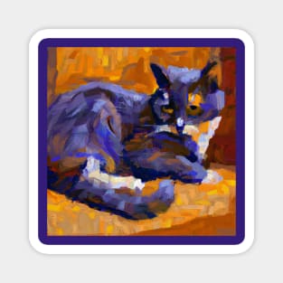 Blue Cat in the Style of Paul Cezanne Magnet