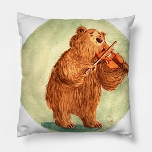 Bear playing violin Pillow