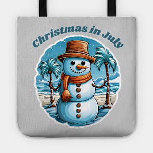 Christmas in July, Snowman in the beach Tote