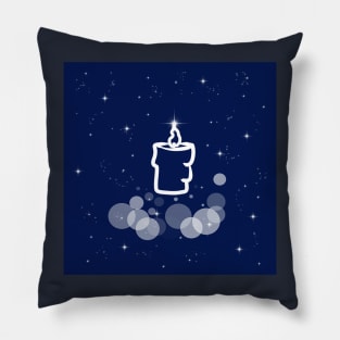 candle, prayer, holiday, christmas, christmas eve, light, lighting, wax, night, technology, light, universe, cosmos, galaxy, shine, concept, illustration Pillow