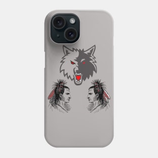 Native american twins & wolve Phone Case