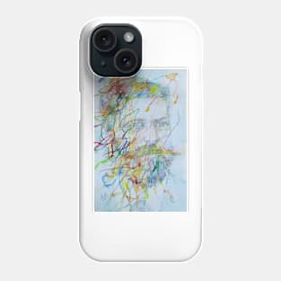 SIGMUND FREUD watercolor and acrylic portrait Phone Case