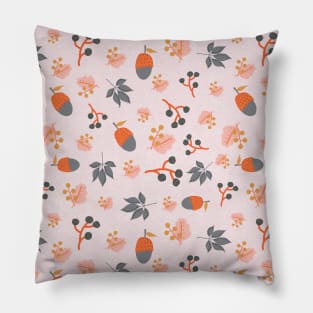 Autumn Foliage Acorns Berries Maple Leaves Pillow