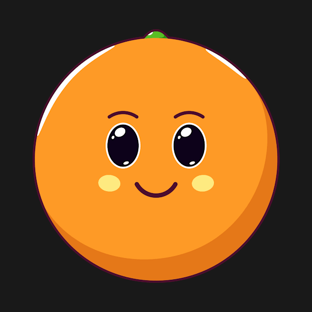 Cute Kawaii Orange, Cartoon Citrus Fruit by DmitryMayer