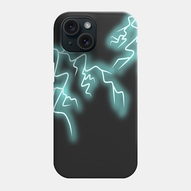 Electric Blue Glowing Lightening Bolts on a Black Backdrop, made by EndlessEmporium Phone Case by EndlessEmporium