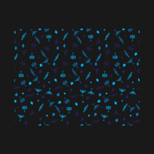 Blue Hanukkah symbols pattern T-Shirt