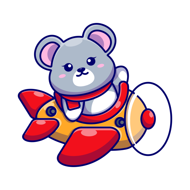 Cute baby mouse driving plane cartoon by Wawadzgnstuff