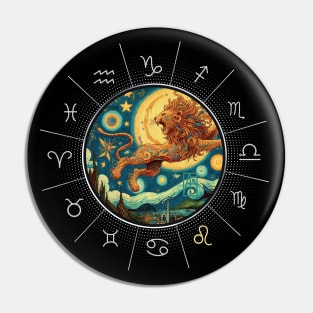 ZODIAC Leo - Astrological LEO - LEO - ZODIAC sign - Van Gogh style - 14 Pin
