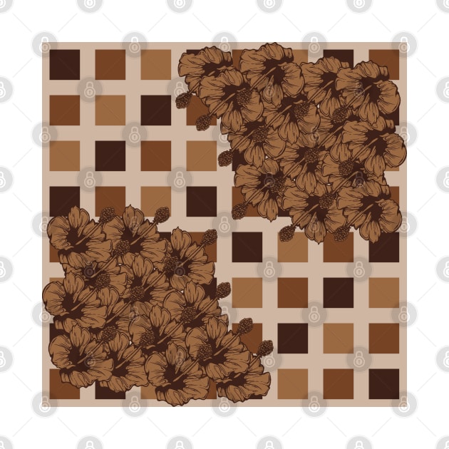 Earth Tones Floral On Geometric by justrachna