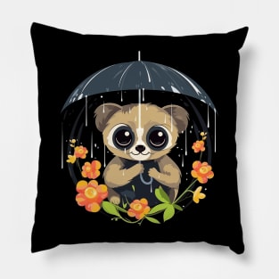 Slow Loris Rainy Day With Umbrella Pillow