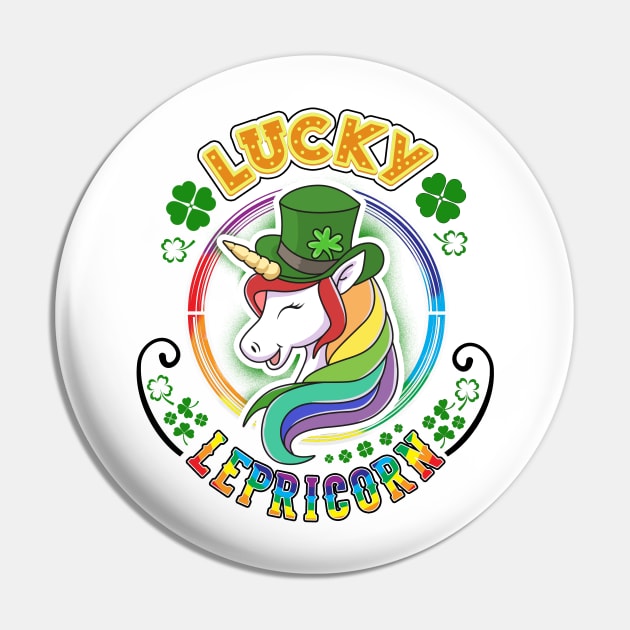 St Patrick's Design For Kids Lucky Lepricorn Pin by KsuAnn