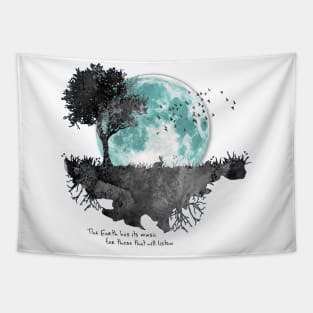 Earth Music - Moon Gazing Rabbit Tapestry