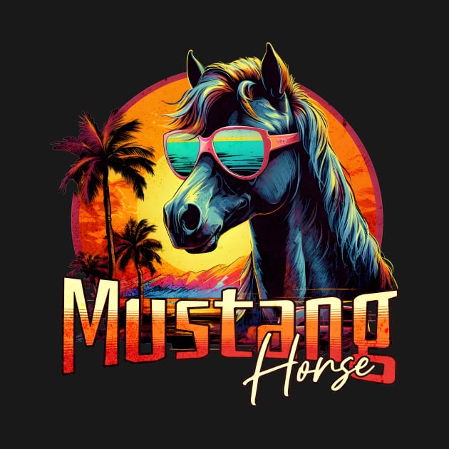 Stylish Retro Wave Mustang Horse by Miami Neon Designs