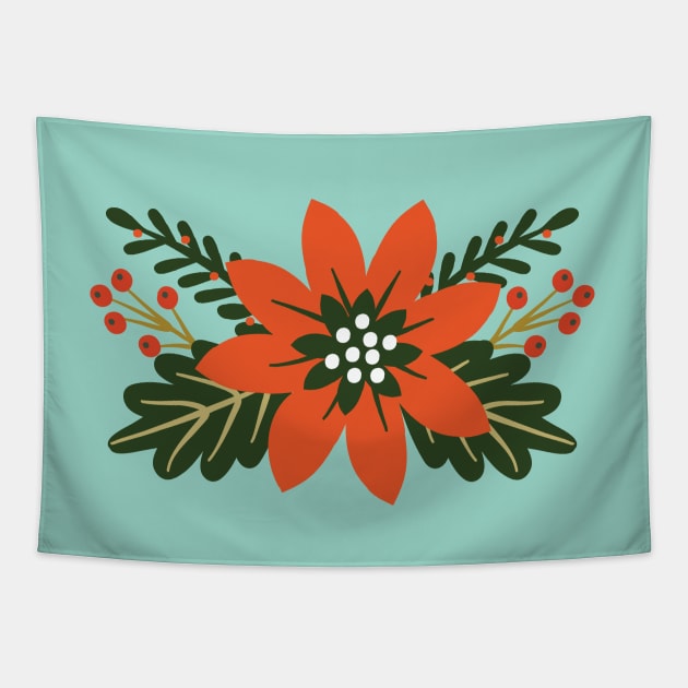 Christmas Jolly Floral Tapestry by allisonromerodesign